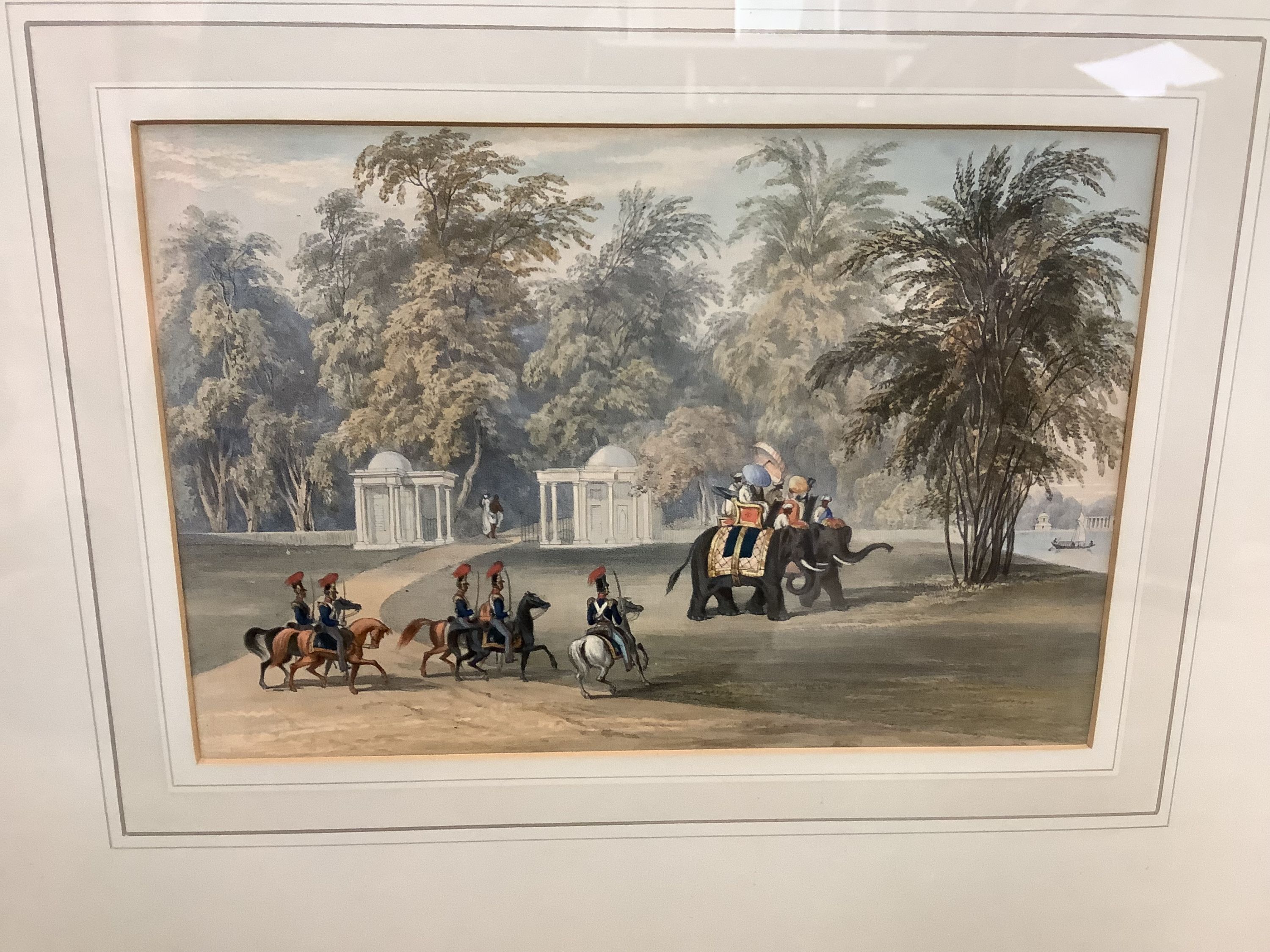 Anglo-Indian School (19th century), six framed coloured lithographic topographical views